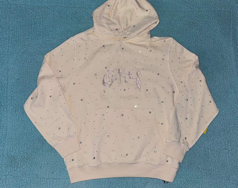 Gftd La Rhinestone Hoodie Bone Jazz Size Large